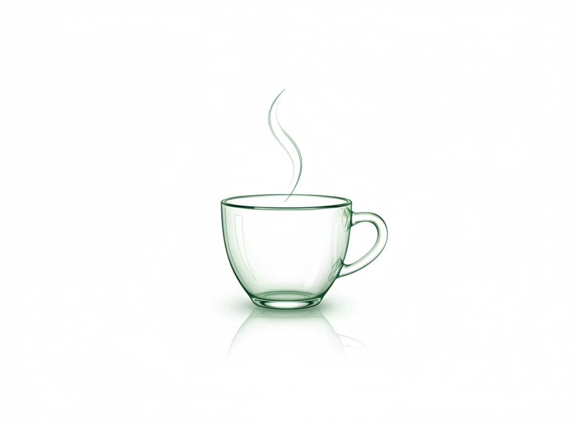 Glass hologram of a coffee cup on white