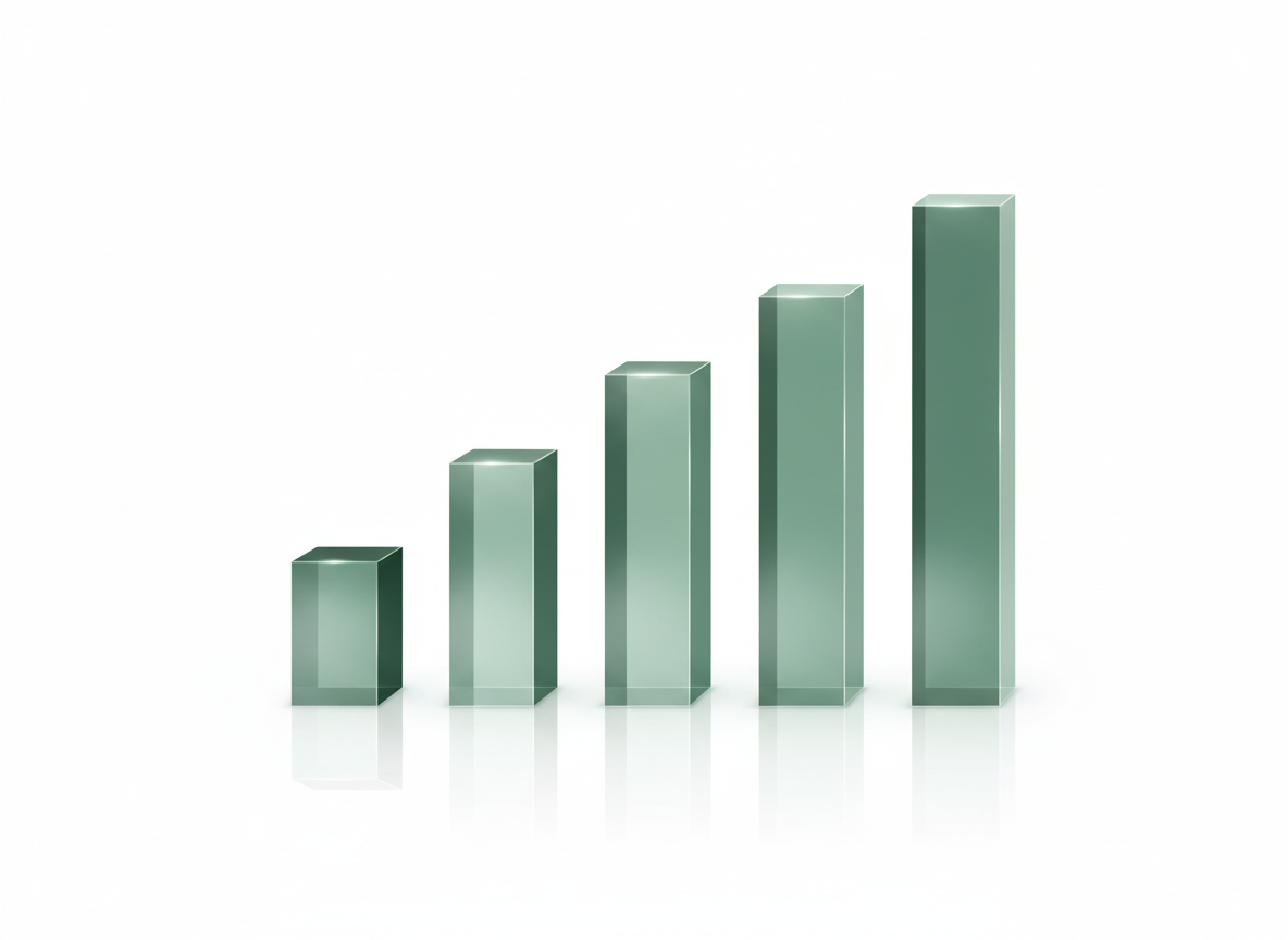Glass hologram of a five-bar chart on white
